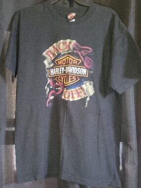 Harley-Davidson Black T‑Shirt with Purple Snake and Gold Logo